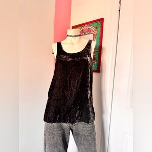 Velvet Sleeveless Top - Black